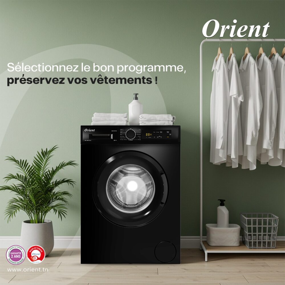 Style Roint Point Orient présente sa nouvelle machine à laver noire 7 kg – 1000 tours ...